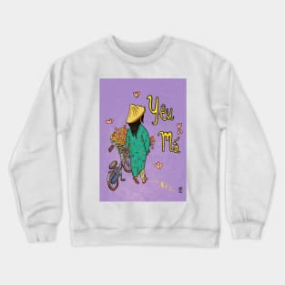 Vietnamese Mom Illustration Mothers Day Gift Yêu Má Crewneck Sweatshirt